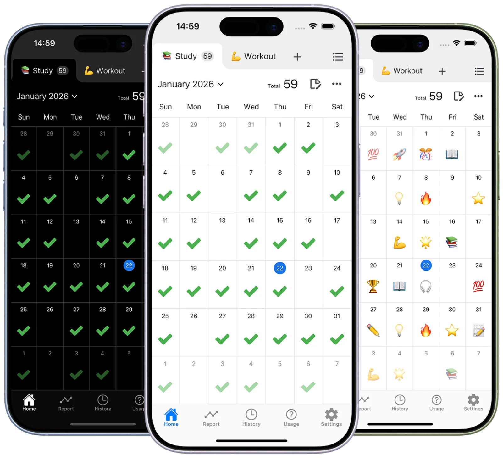 Check Calendar habit tracking app screenshot